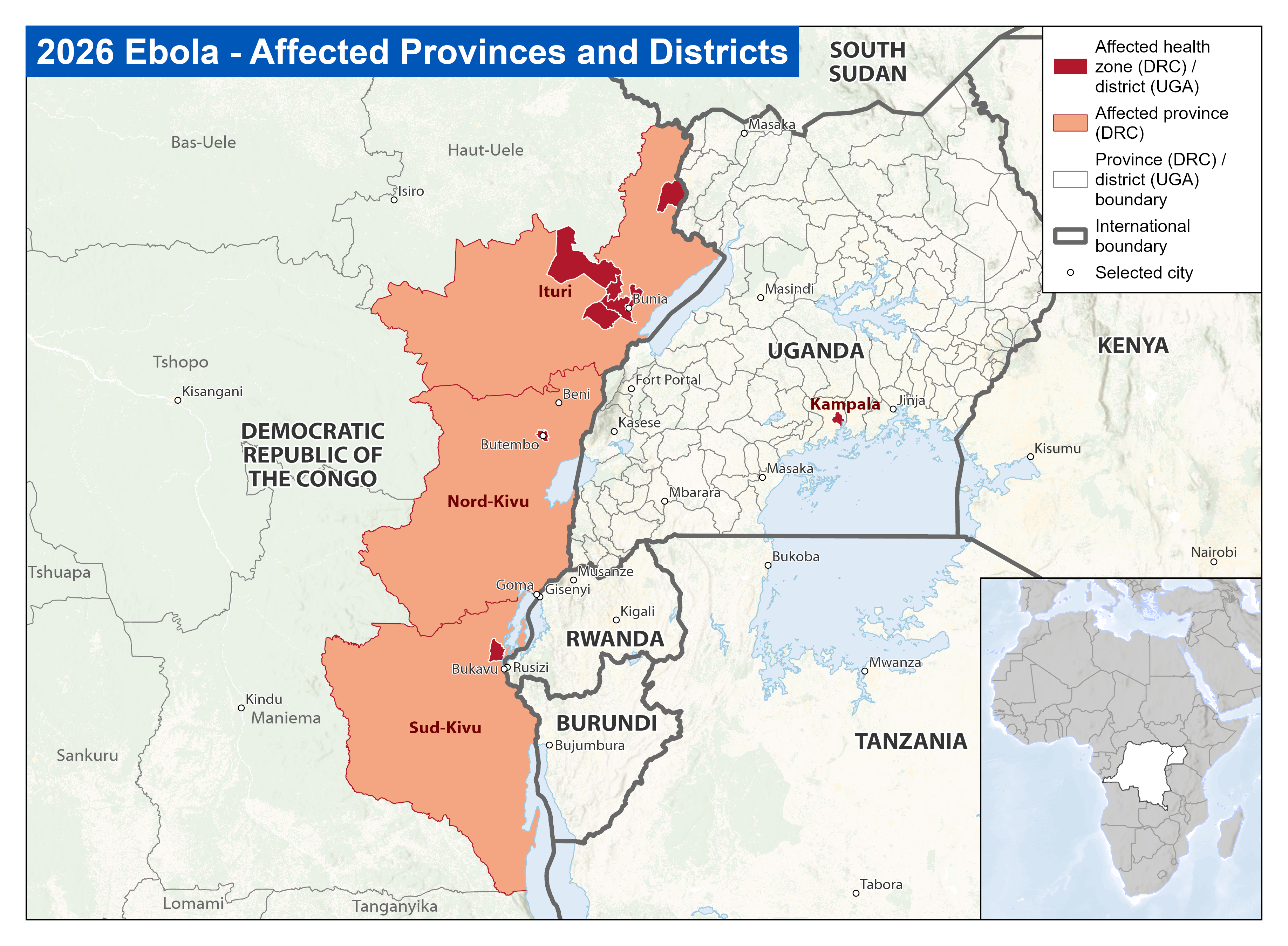 Ebola outbreak map of DRC / Congo