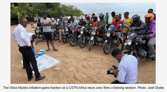 The Okoa Maisha Initiative gains traction as a CGTN Africa news crew films a training session.