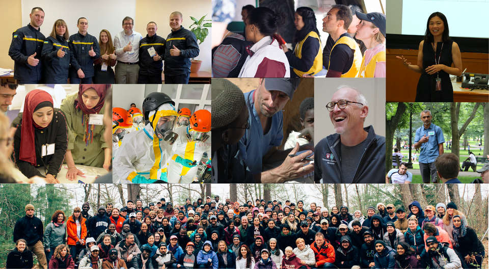 Collage of team members at different events